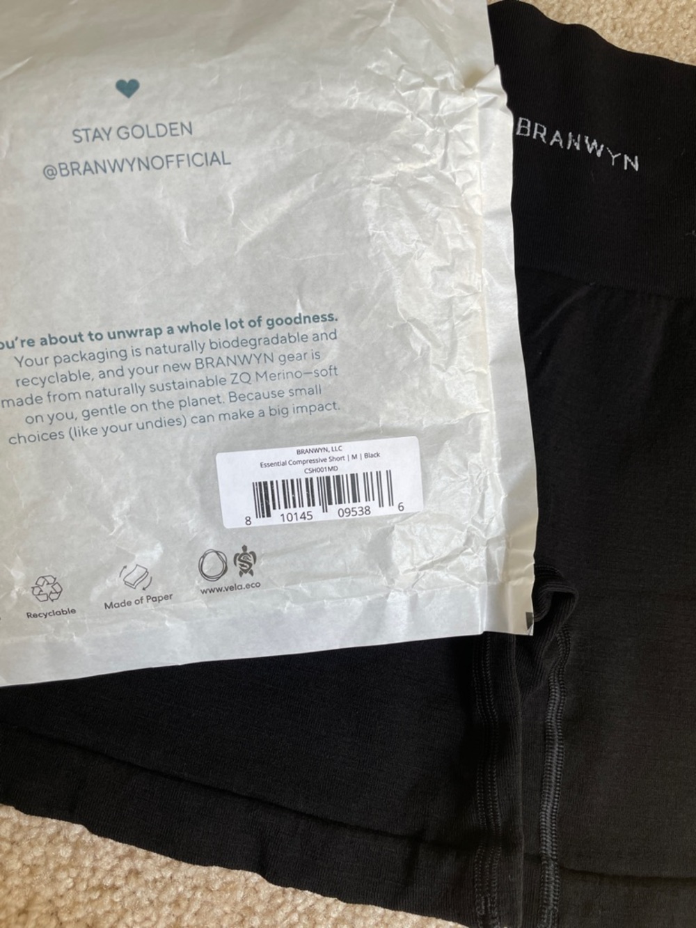 New BRANWYN Black Compression Shorts 6” Medium Seamless High-Waist - Picture 6 of 6